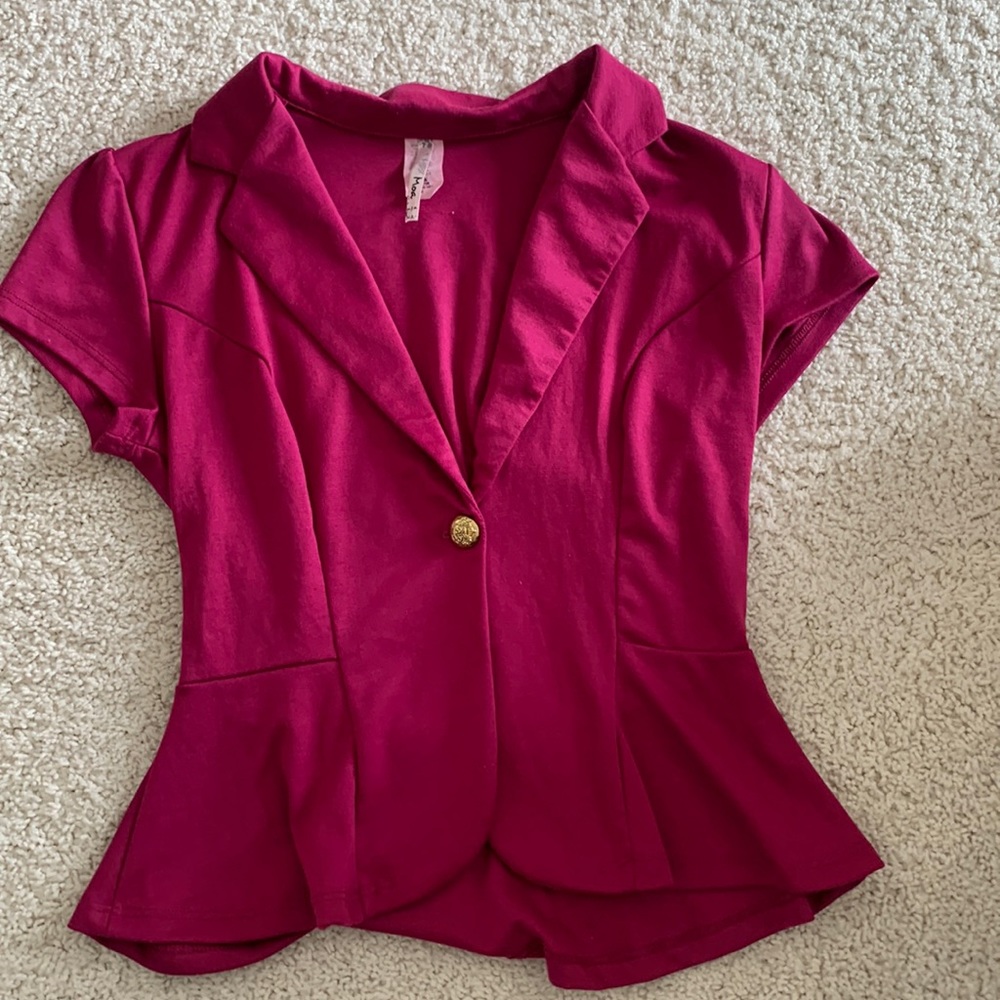 Vintage short sleeved magenta blazer top, size S